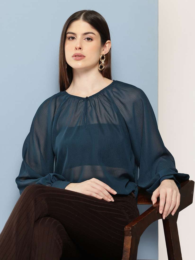 Buy Chemistry Textured Sheer Top Tops for Women 29546810 Myntra