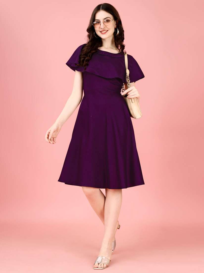 Buy Kinjo Round Neck Cape Sleeves Formal Fit Flare Dress Dresses for Women 29548882 Myntra