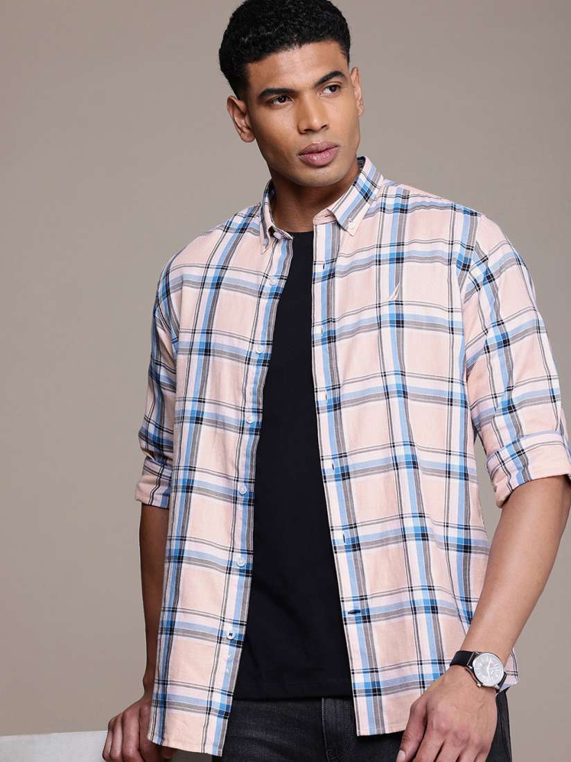 Buy Nautica Classic Fit Checked Pure Cotton Casual Shirt with Button Down Collar Shirts for Men 29554850 Myntra