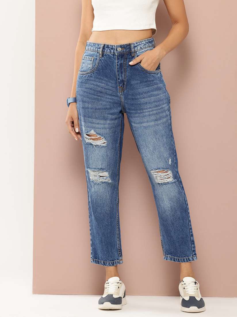 Buy Harvard Women Boyfriend Fit High Rise Mildly Distressed Light Fade Stretchable Jeans Jeans for Women 29554934 Myntra