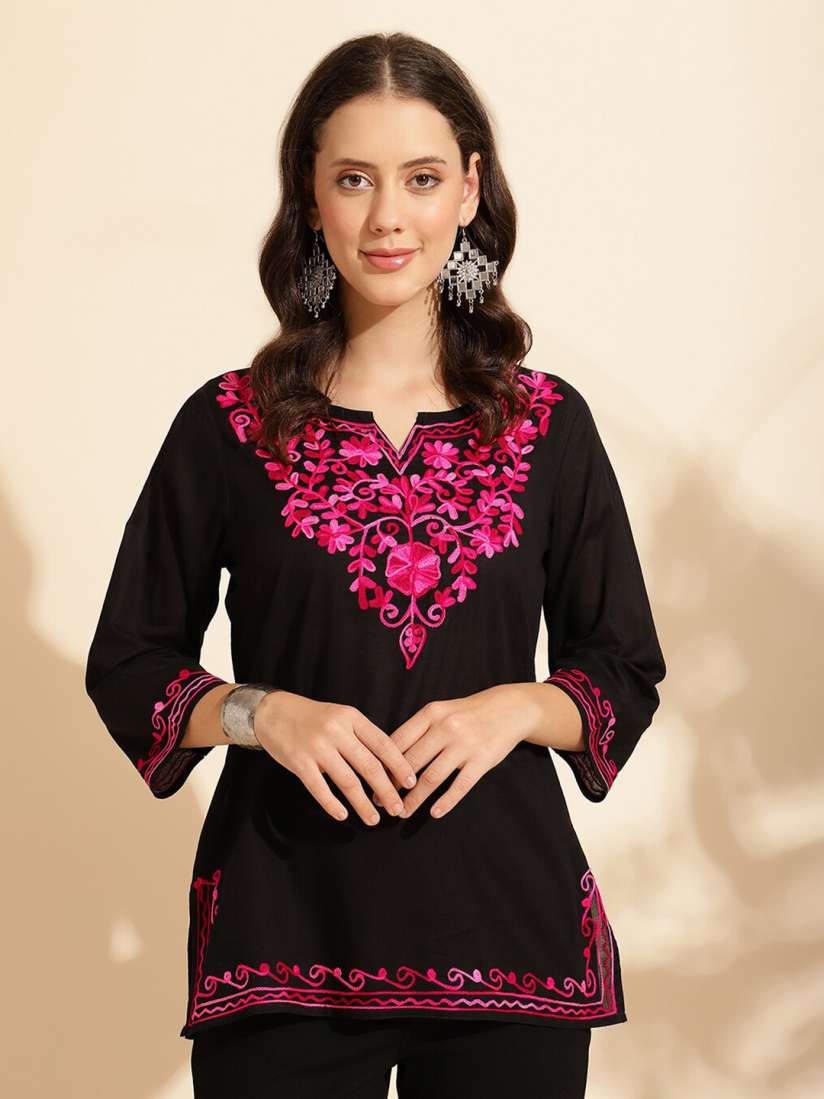 Buy KALINI Floral Embroidered Pure Cotton Kurti Kurtis for Women 29562714 Myntra