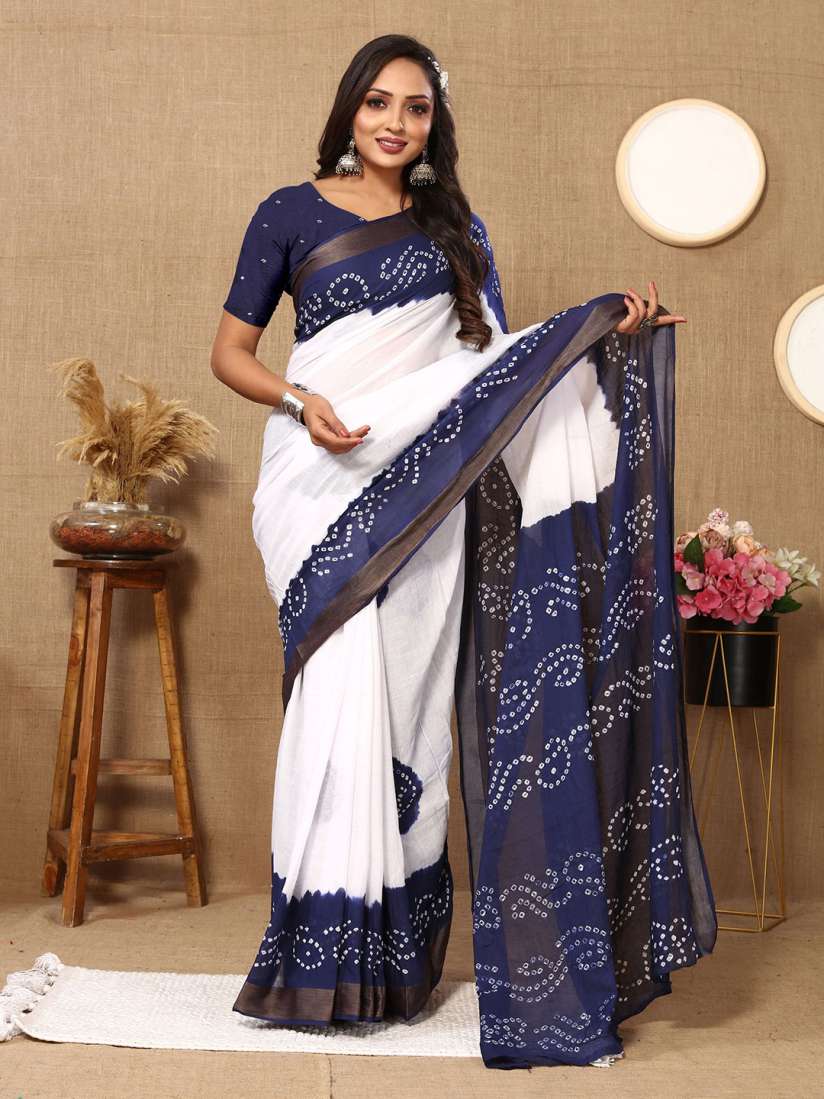 Buy Mitera Bandhani Zari Pure Cotton Bandhani Saree Sarees for Women 29570790 Myntra
