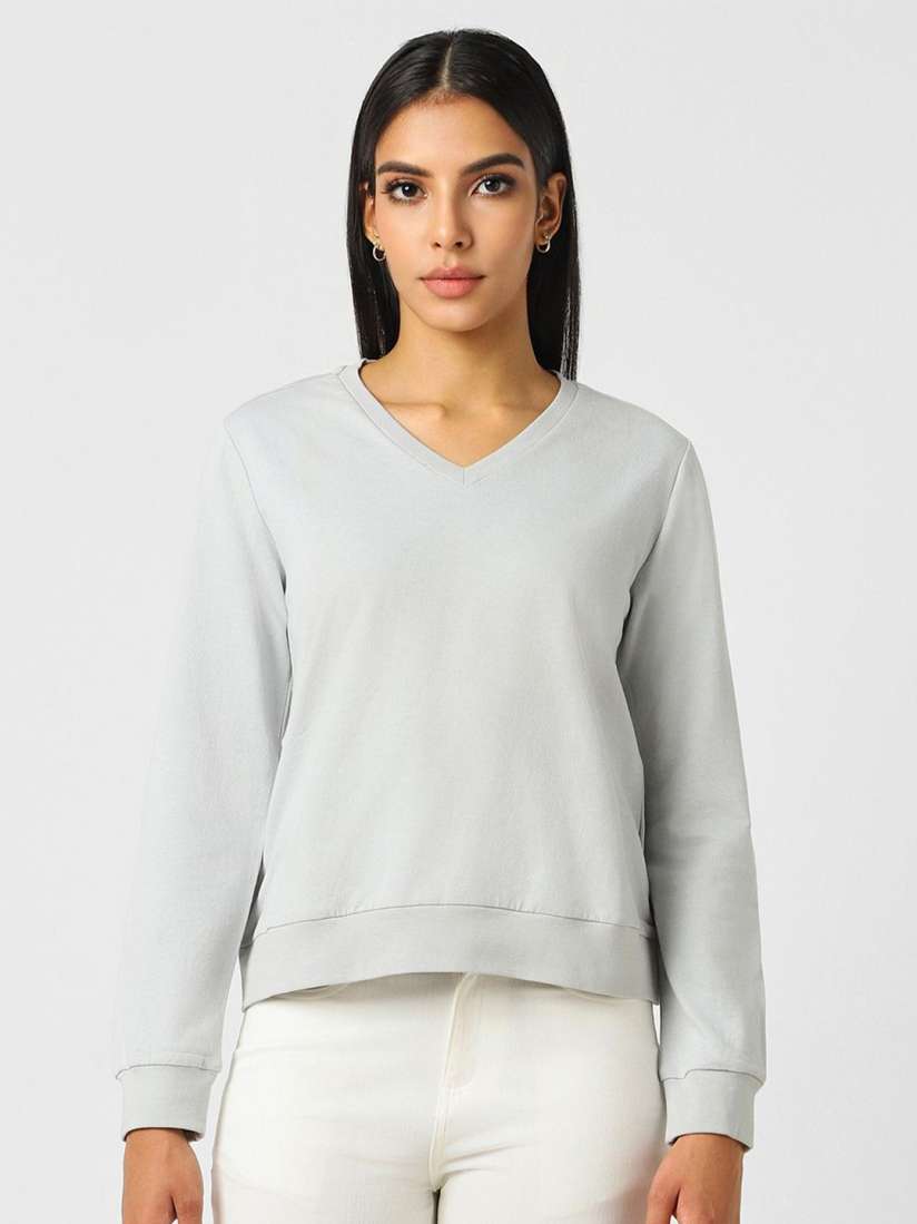 Buy Van Heusen Woman V Neck Long Sleeves Cotton Pullover Sweatshirt Sweatshirts for Women 29574330 Myntra