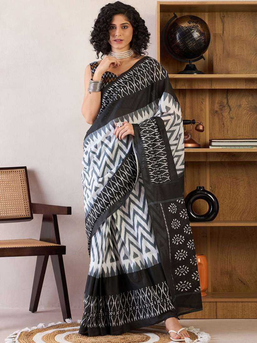 Buy Saree mall Poly Cotton Ready to Wear Bagru Sarees Sarees for Women 29579810 Myntra