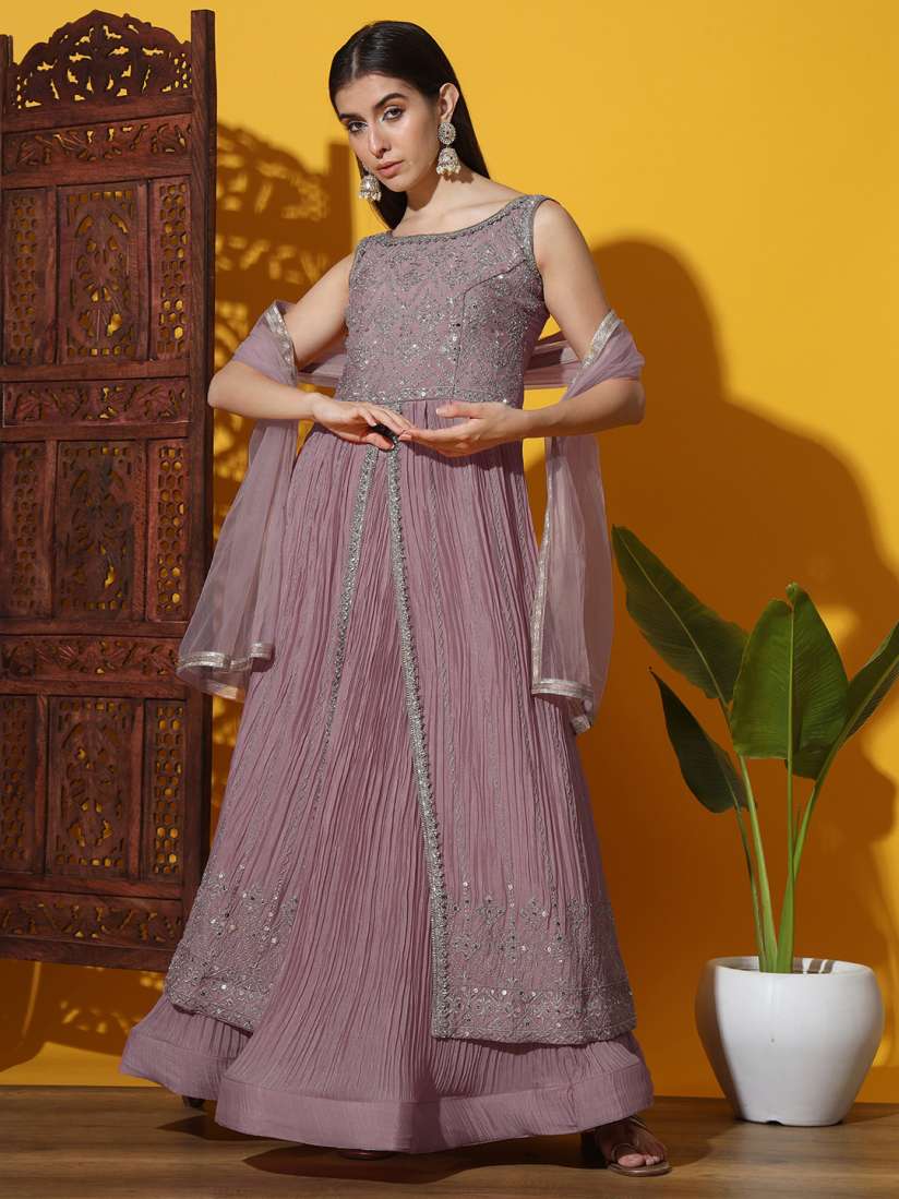 Embroidered semi stitched lehenga choli and dupatta set discount