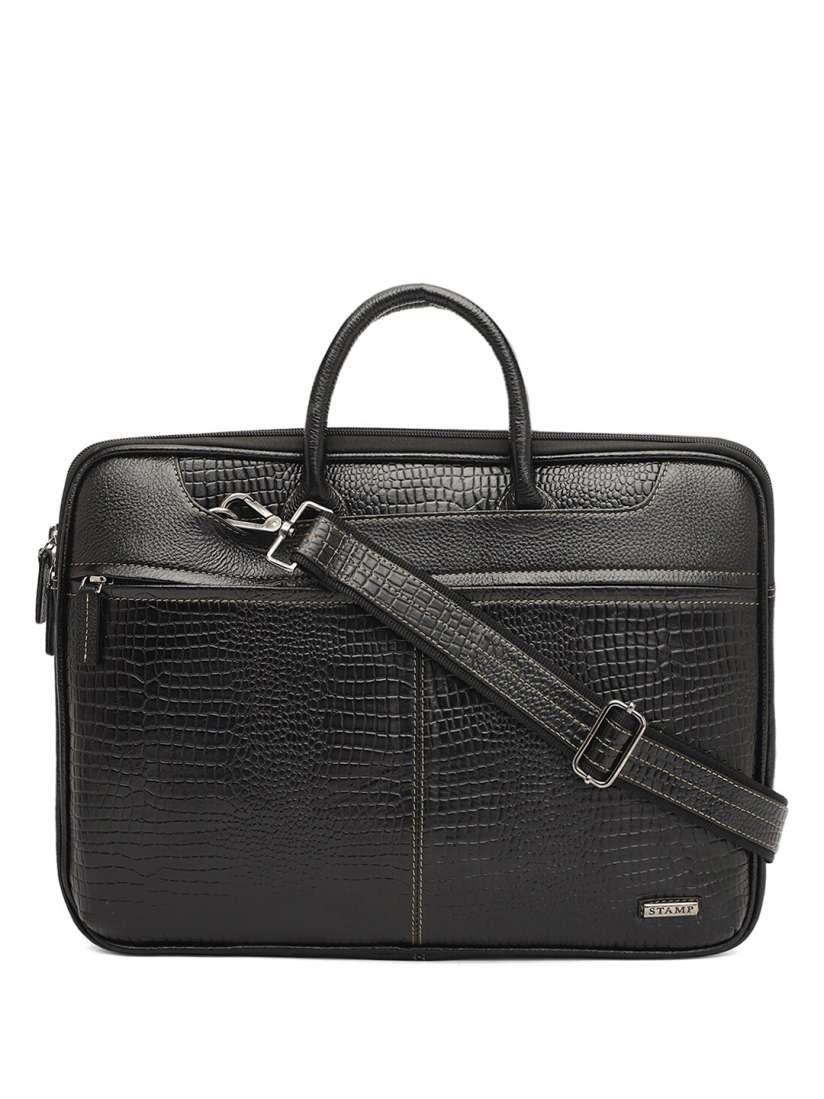 Buy Stamp Unisex Textured Leather Laptop Bag Laptop Bag for Unisex 29596714 Myntra