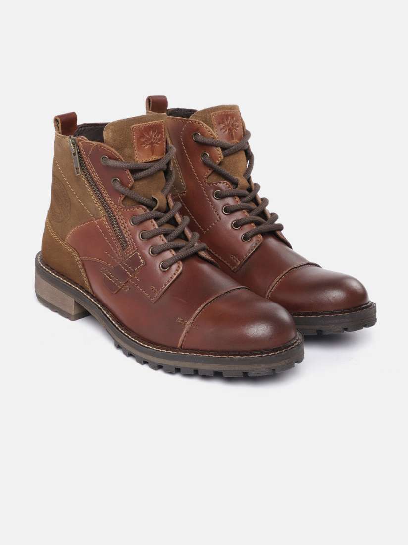 Woodland brown leather boots cheap