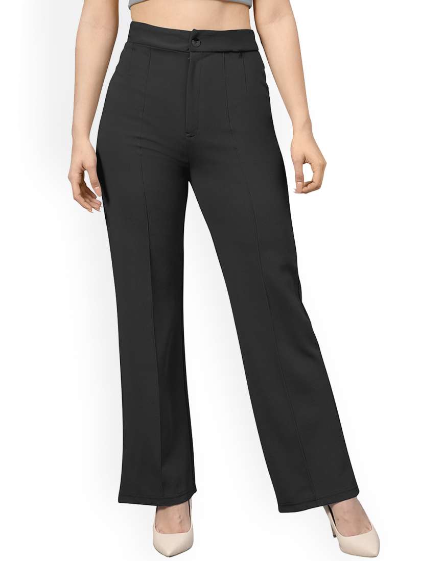 Buy ODETTE Women High Rise Regular Trouser Trousers for Women 29605398 Myntra