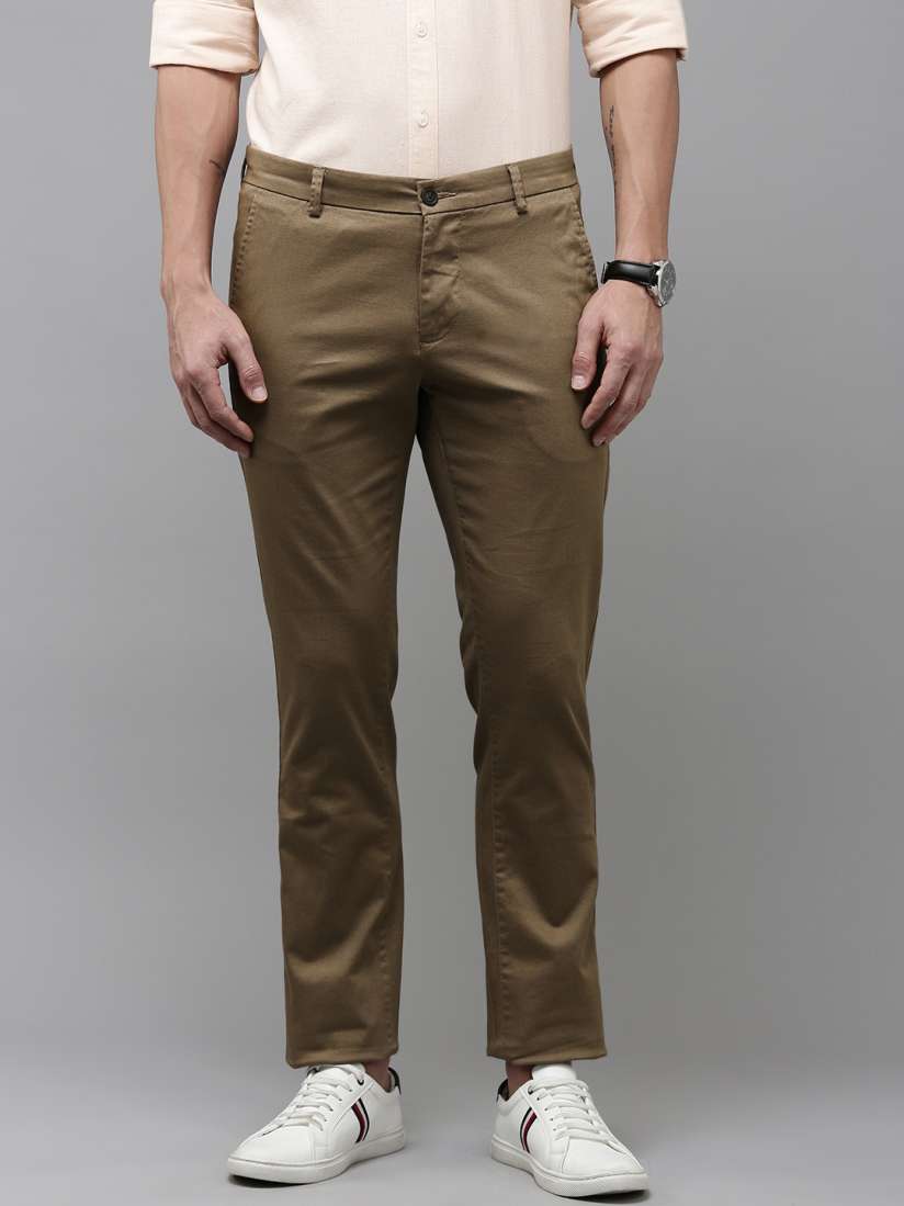Buy Arrow Men Printed Original Slim Fit Smart Casual Trousers Trousers for Men 29608998 Myntra