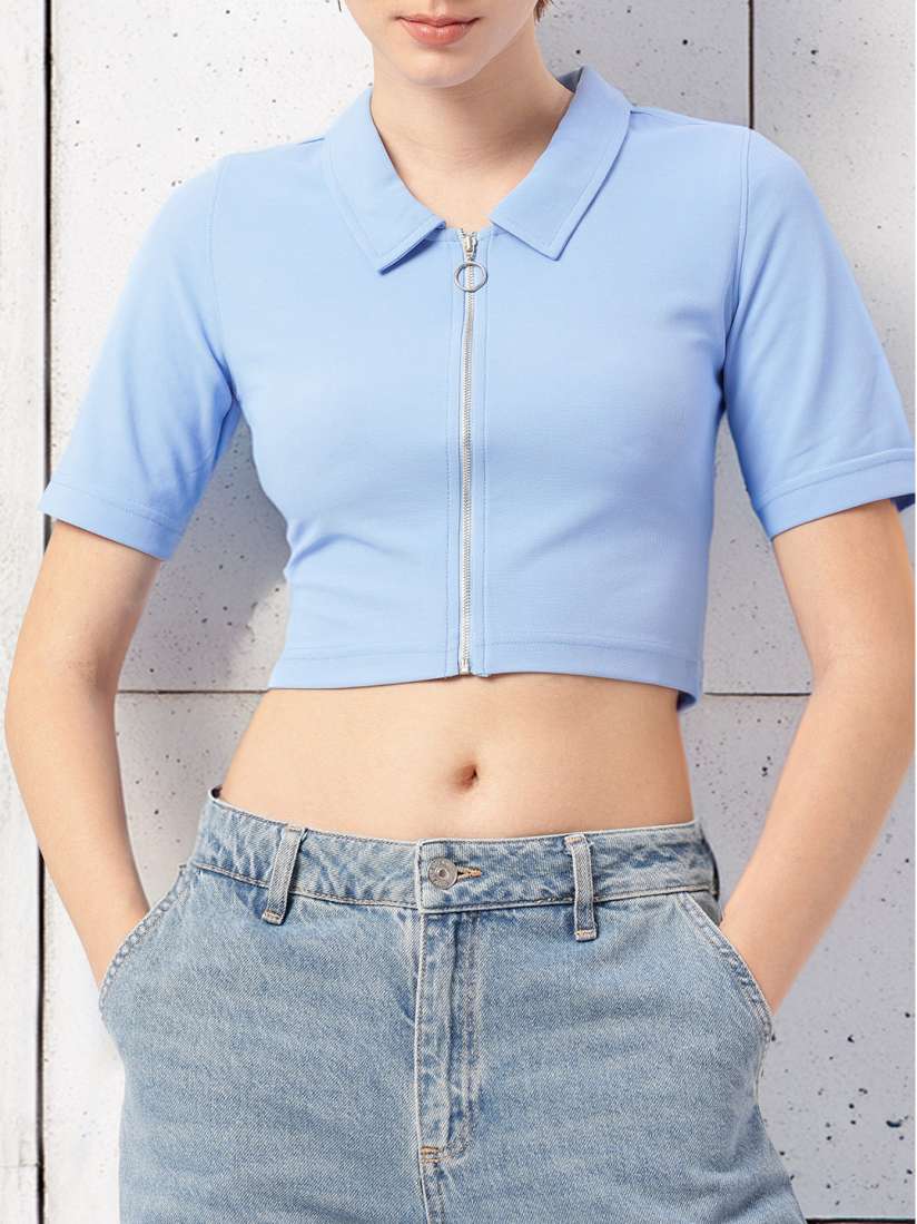 Polo crop top femme sale