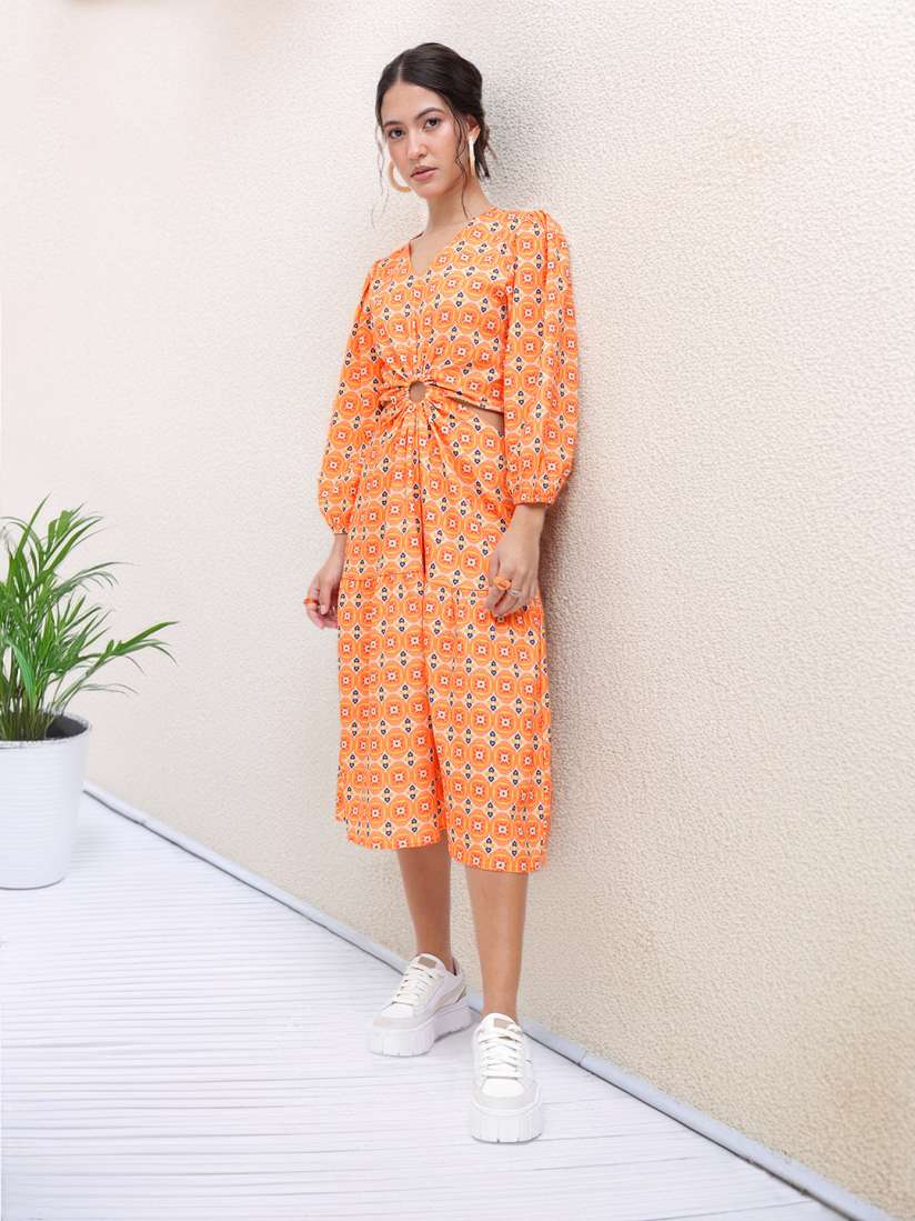 Buy DressBerry Modern Fusion V Neck Ethnic Print Cut Out A line Midi Dress Dresses for Women 29611256 Myntra