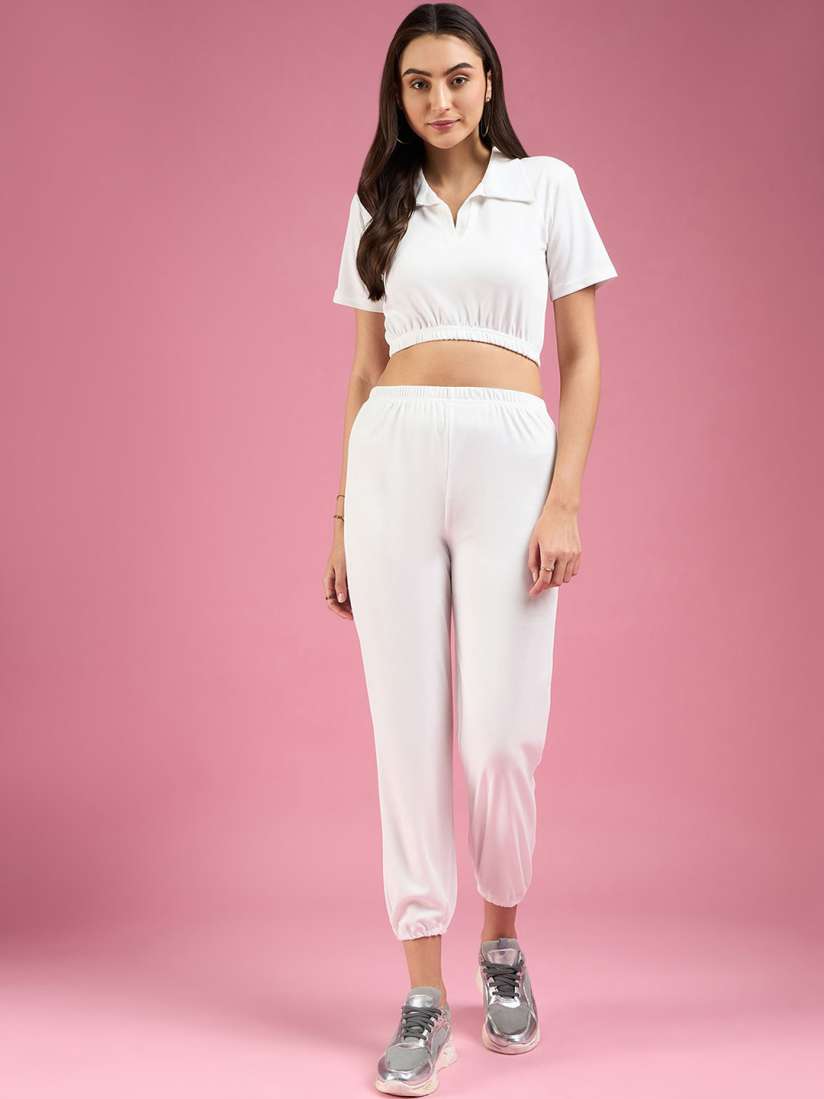 Joggers with collared shirt top