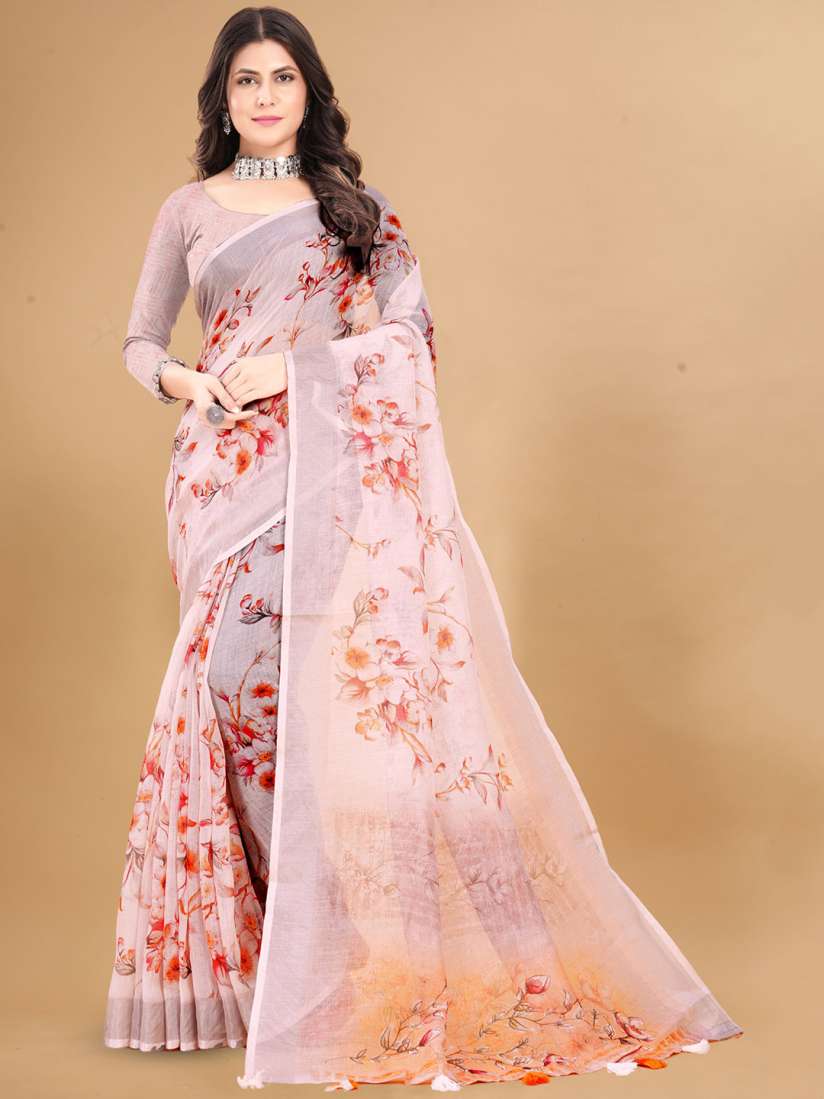 Buy KALINI Floral Zari Pure Linen Saree Sarees for Women 29618338 Myntra