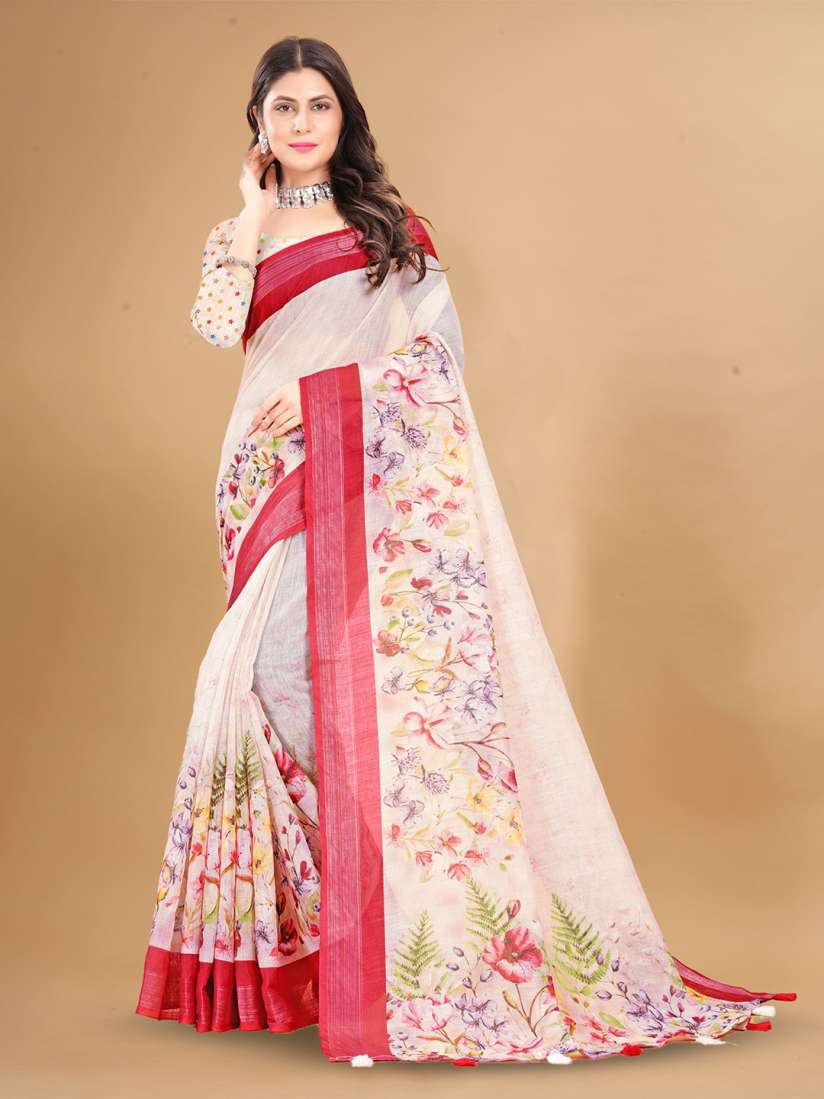 Buy KALINI Women Floral Zari Pure Linen Saree Sarees for Women 29618344 Myntra