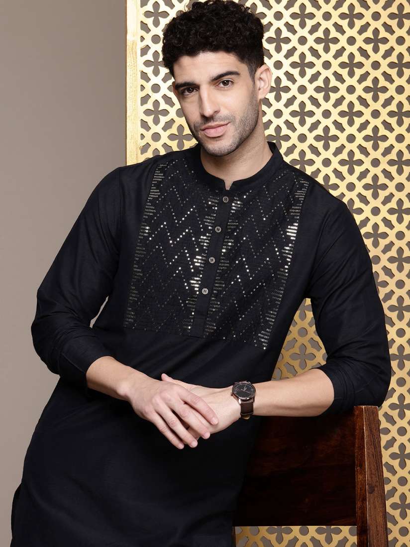 Buy House of Pataudi Men Jashn Yoke Design Regular Sequinned Kurta With Salwar Kurta Sets for Men 29619258 Myntra
