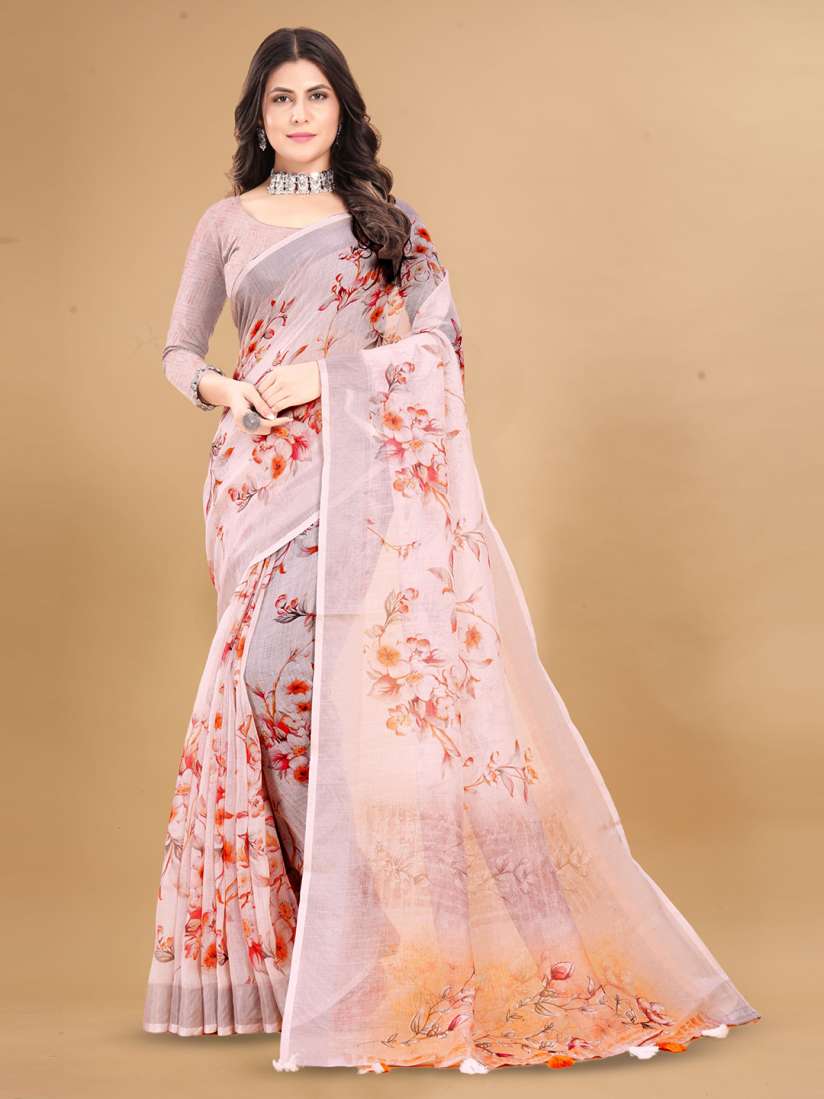 Linen sarees myntra clearance