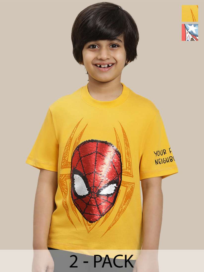 Buy Kids Ville Pack Of 2 Avengers Printed Pure Cotton T Shirts Tshirts for Boys 29628190 Myntra