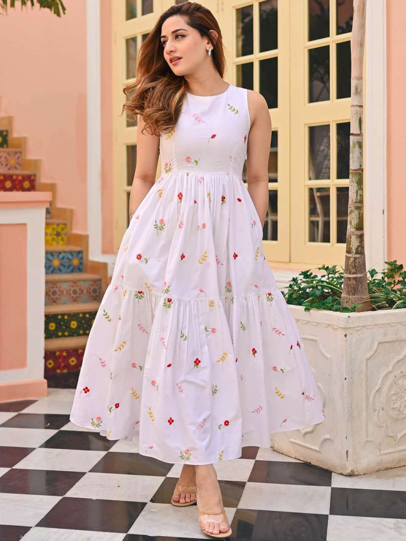 White dress myntra hot sale