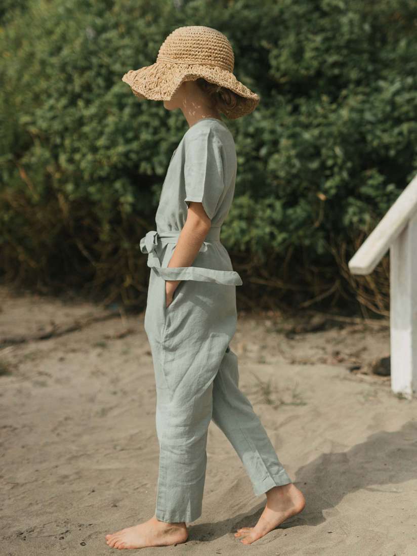Girls linen jumpsuit sale