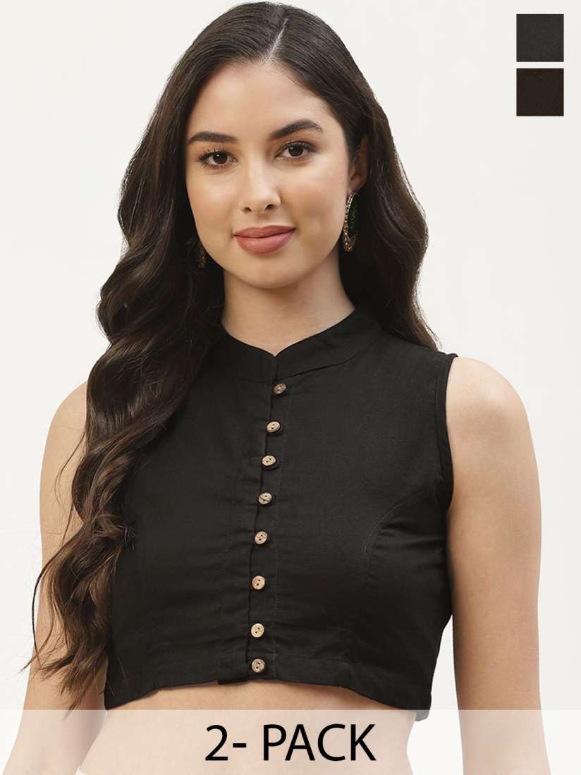 Nehru collar saree blouse top