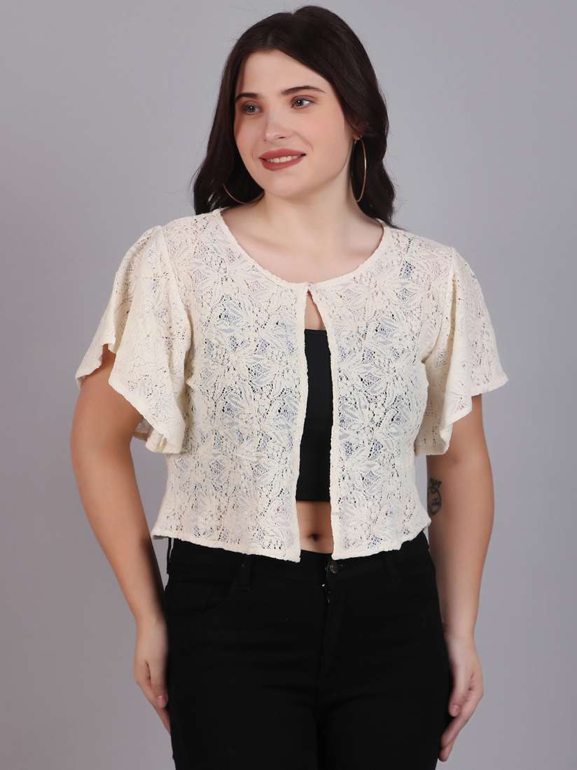 Buy Dressitude Self Design Cotton Crop Button Shrug Shrug for Women 29657074 Myntra