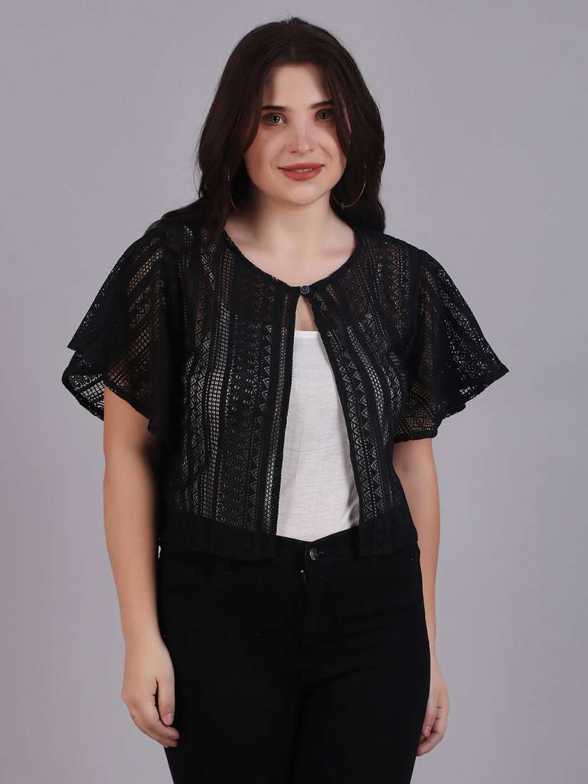 Buy Dressitude Self Design Crop Button Shrug Shrug for Women 29657088 Myntra