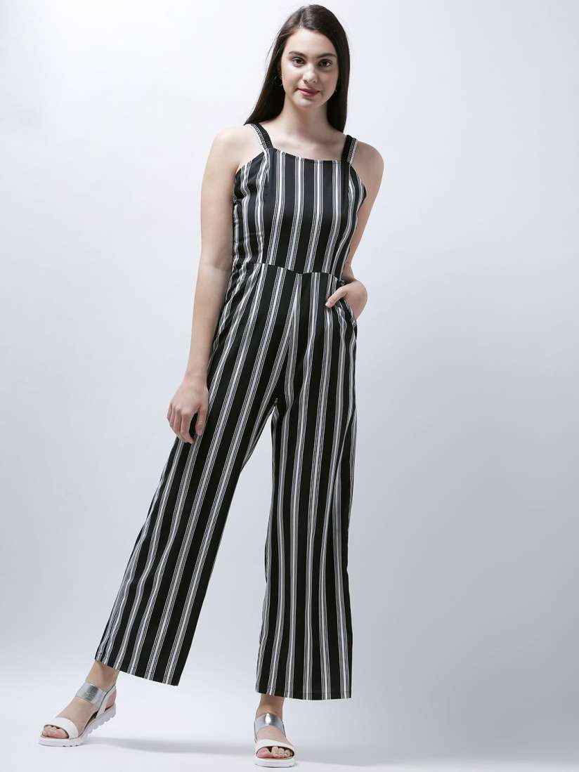 Buy Zastraa Women Shoulder Straps Striped Culotte Jumpsuit Jumpsuit for Women 29659736 Myntra