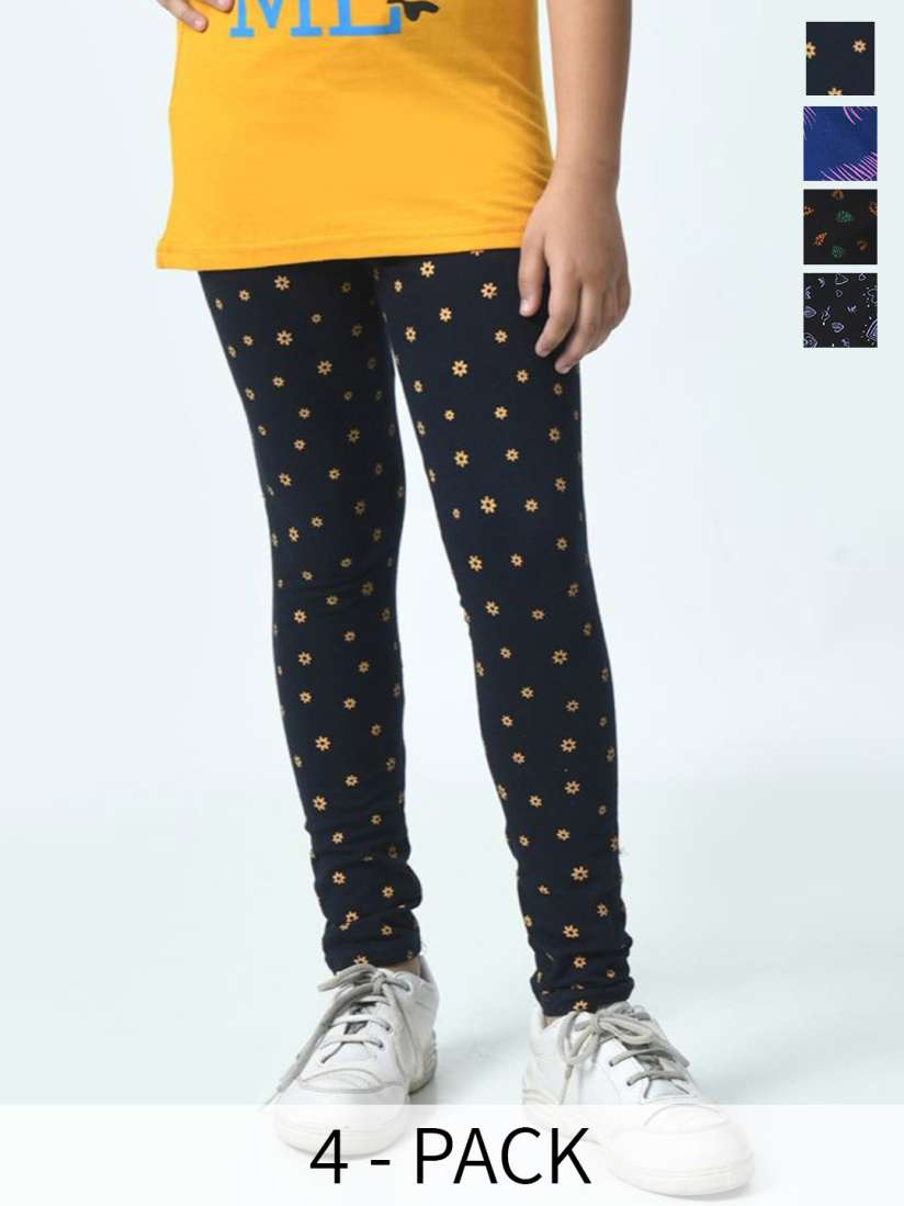 Buy BAESD Girls Pack Of 4 Printed Pure Cotton Ankle Length Leggings Leggings for Girls 29669944 Myntra