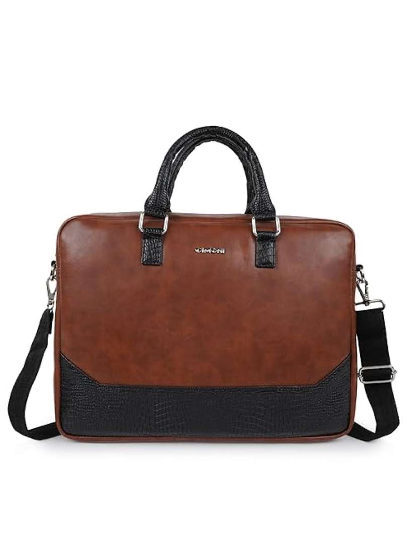 Buy CIMONI Unisex Colourblocked Leather Laptop Bag Up to 16 inch Laptop Bag for Unisex 29670290 Myntra