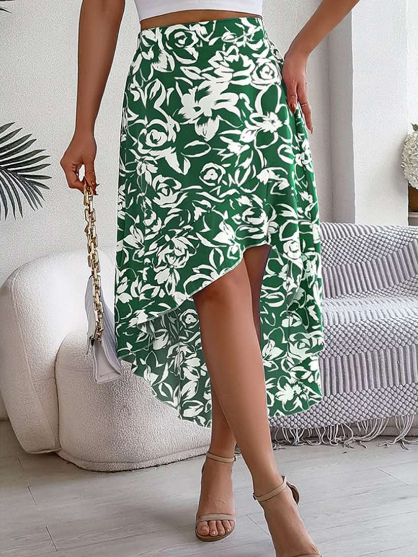 Green skirt high low outlet