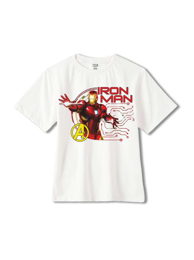 Buy Wear Your Mind Boys Iron Man Printed Cotton Round Neck Applique T shirt Tshirts for Boys 29678272 Myntra