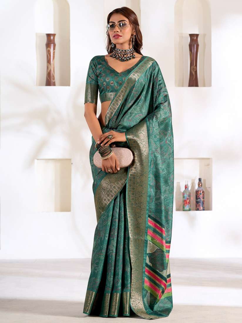 Buy Mitera Zari Floral Printed Designer Saree Sarees for Women 29681170 Myntra