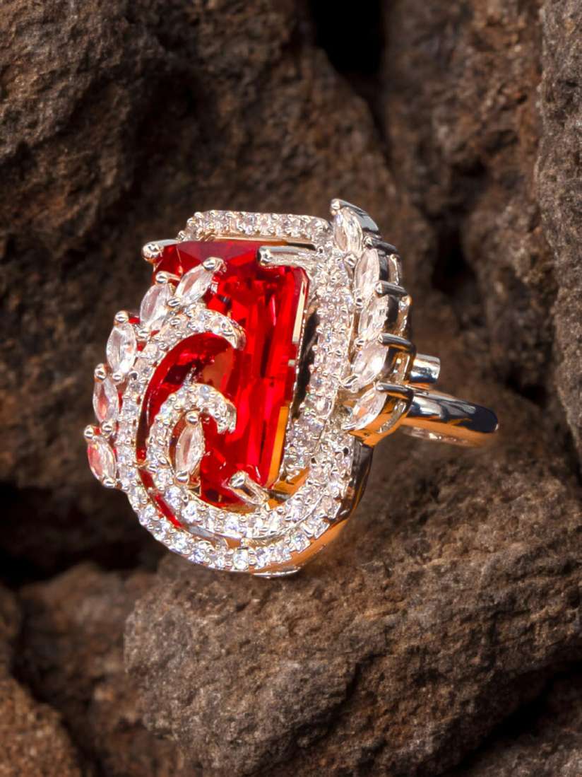 Buy Manikya Rhodium Plated CZ Studded Adjustable Finger Ring Ring for Women 29685256 Myntra