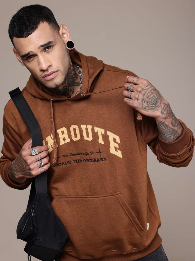 Buy The Roadster Life Co. Typography Embroidered Relaxed Fit Hooded Sweatshirt Sweatshirts for Men 29705250 Myntra
