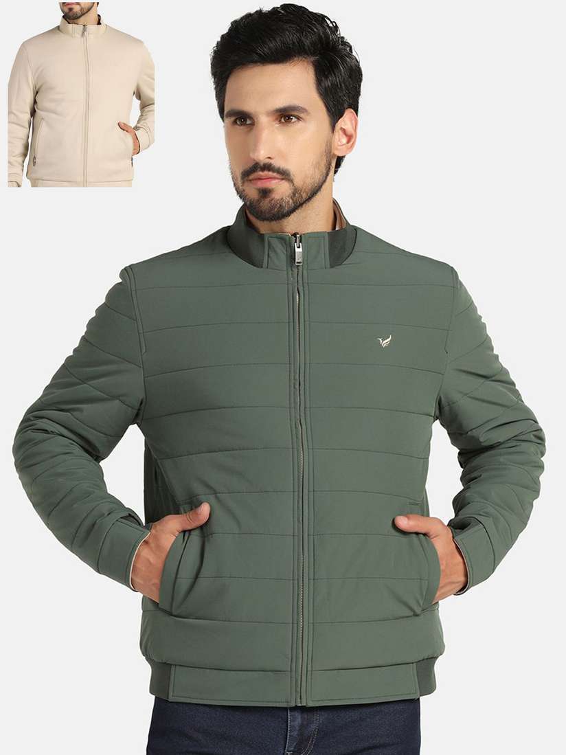 Buy Blackberrys Mock Collar Long Sleeves Reversible Bomber Jacket 