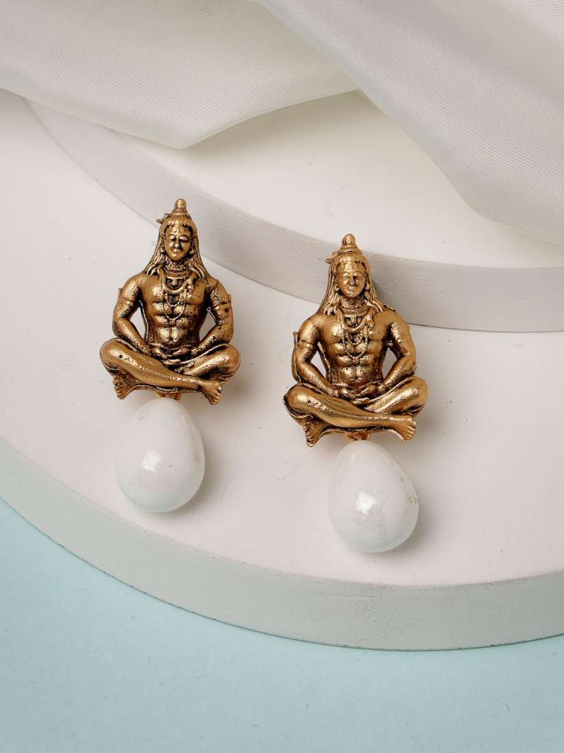 Buy ADIVA Gold Plated Lord Shiva Temple Drop Earrings Free Gifts for Women 29710016 Myntra