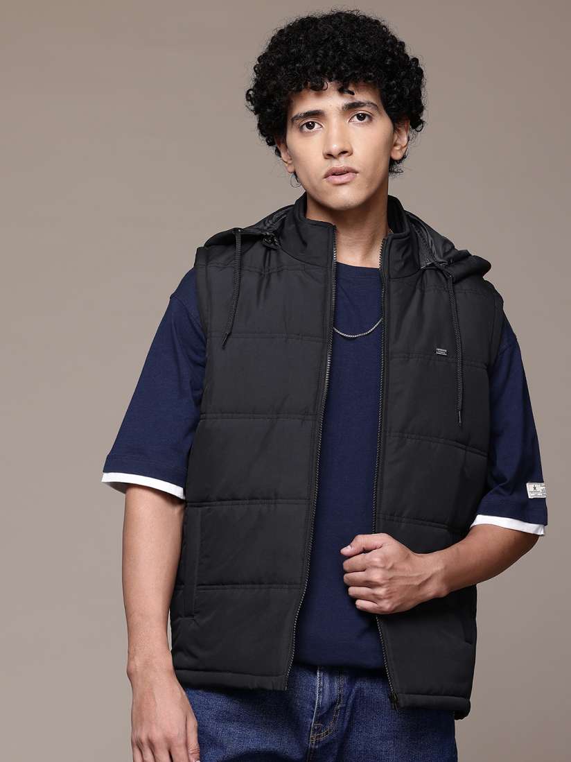 Sleeveless hooded jacket men's discount