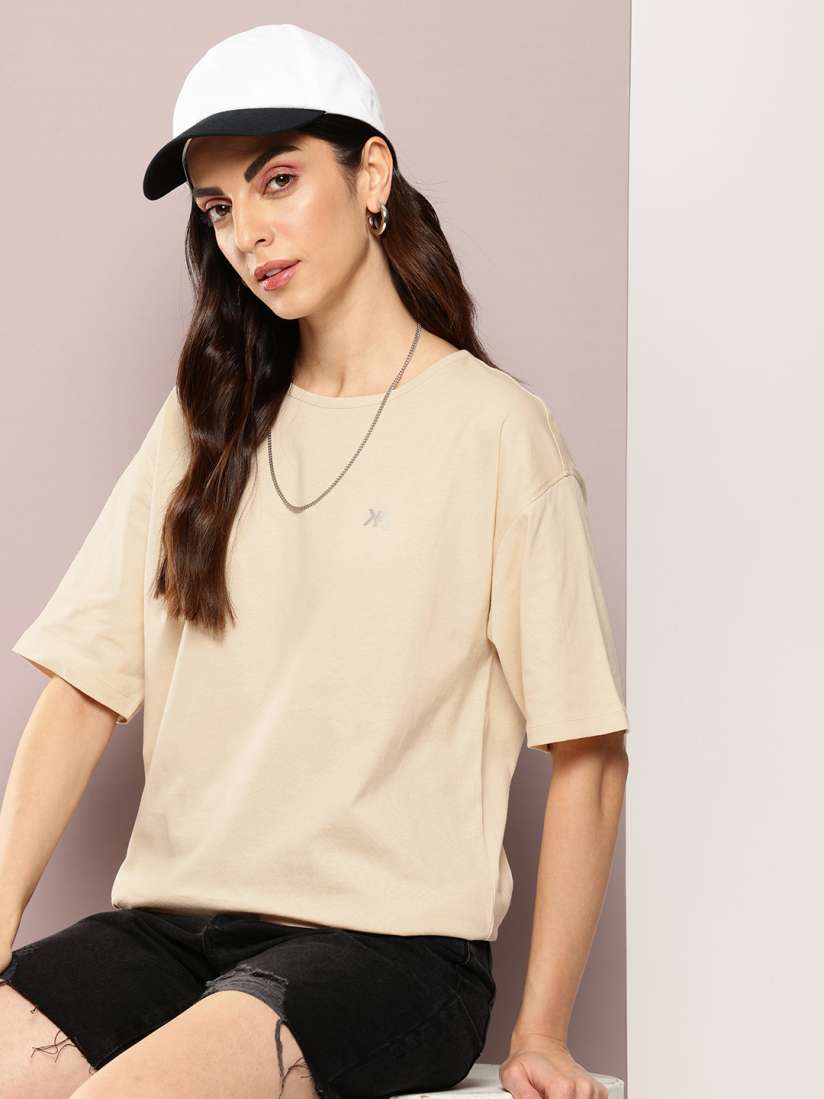 Buy Kook N Keech Drop Shoulder Sleeves Oversized Pure Cotton T shirt Tshirts for Women 29717976 Myntra