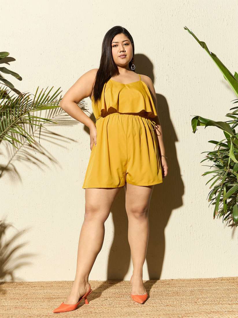 Buy Berrylush Curve Plus Size Shoulder Straps Playsuit Jumpsuit for Women 29722604 Myntra