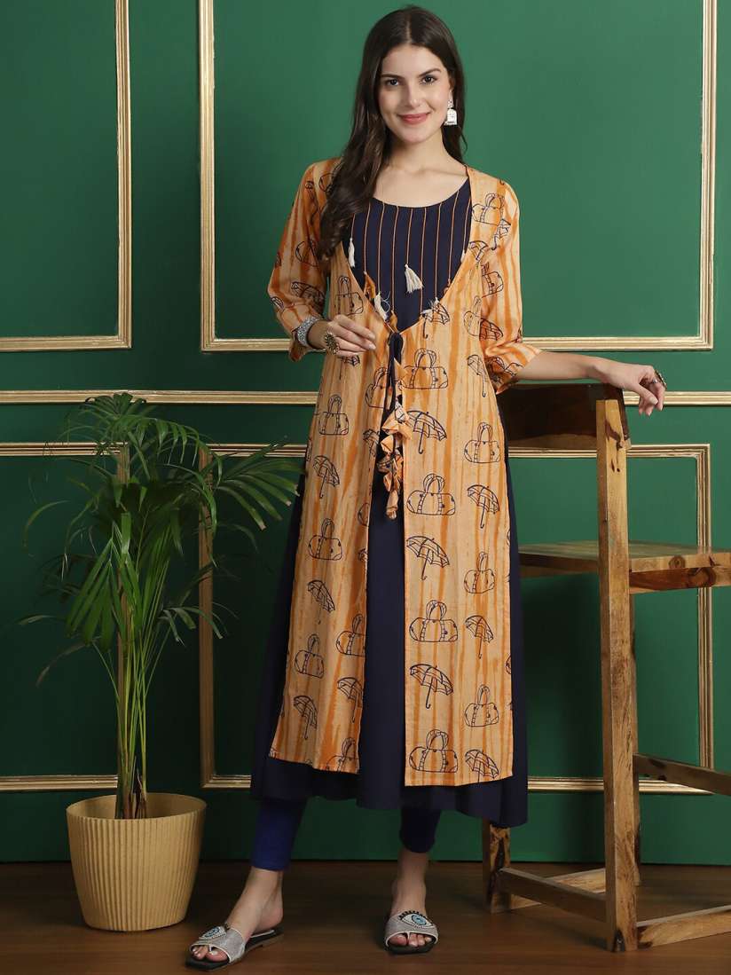 Buy Grancy Ethnic Motifs Printed Cotton Longline Tie Up Shrug Shrug for Women 29725348 Myntra