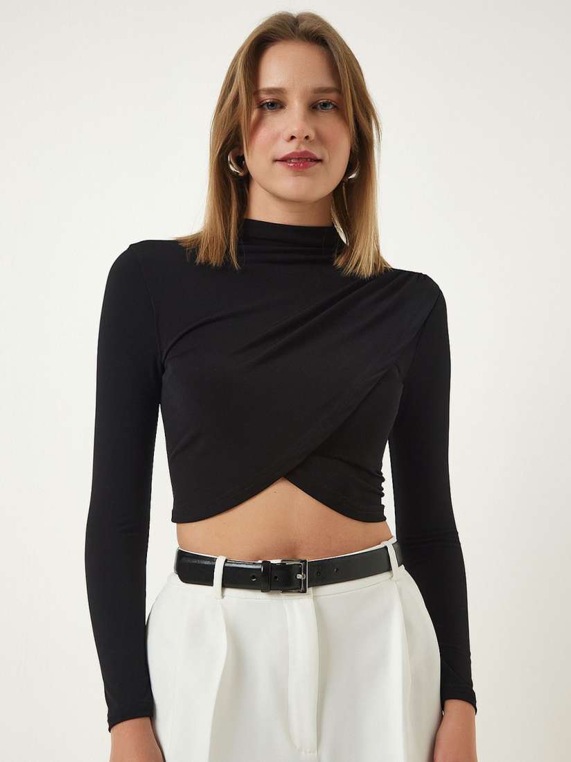 Buy Happiness istanbul High Neck Wrap Crop Top Tops for Women 29731820 Myntra