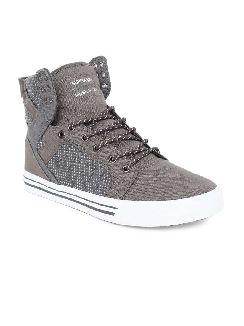 Buy Supra Men Grey Solid Canvas Mid Top Sneakers Casual Shoes for Men 2973907 Myntra