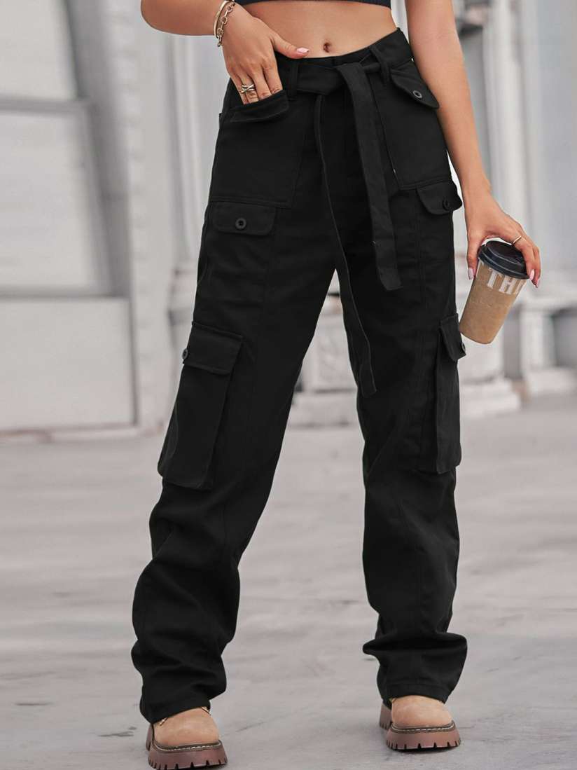 Buy 4WRD by Dressberry Black Women Mid Rise Washed Straight Fit Joggers Trouser Trousers for Women 29739328 Myntra