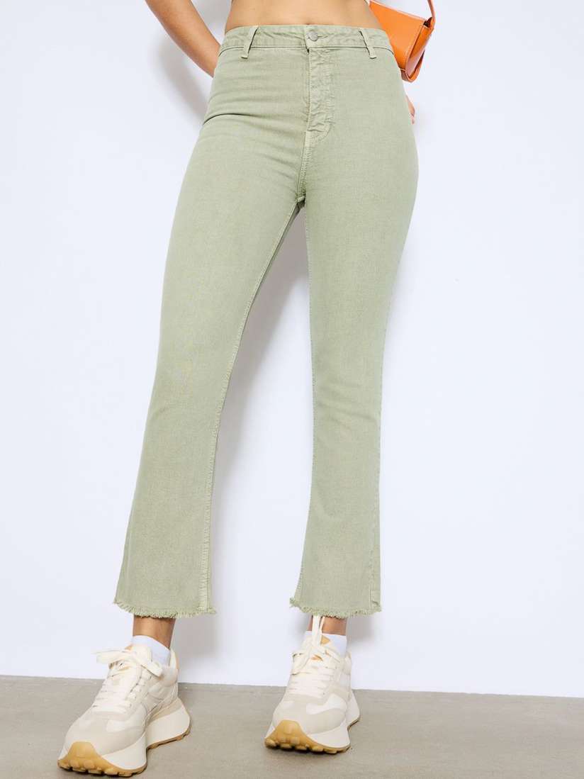 Buy FREAKINS Women Khaki Mid Rise Clean Look Coloured Shade Cropped Flared Jeans Jeans for Women 29742516 Myntra
