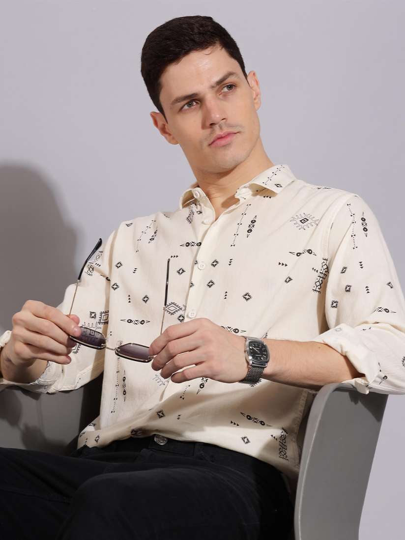 Buy HERE NOW Spread Collar Long Sleeves Slim Fit Conversational Printed Cotton Casual Shirt Shirts for Men 29744020 Myntra
