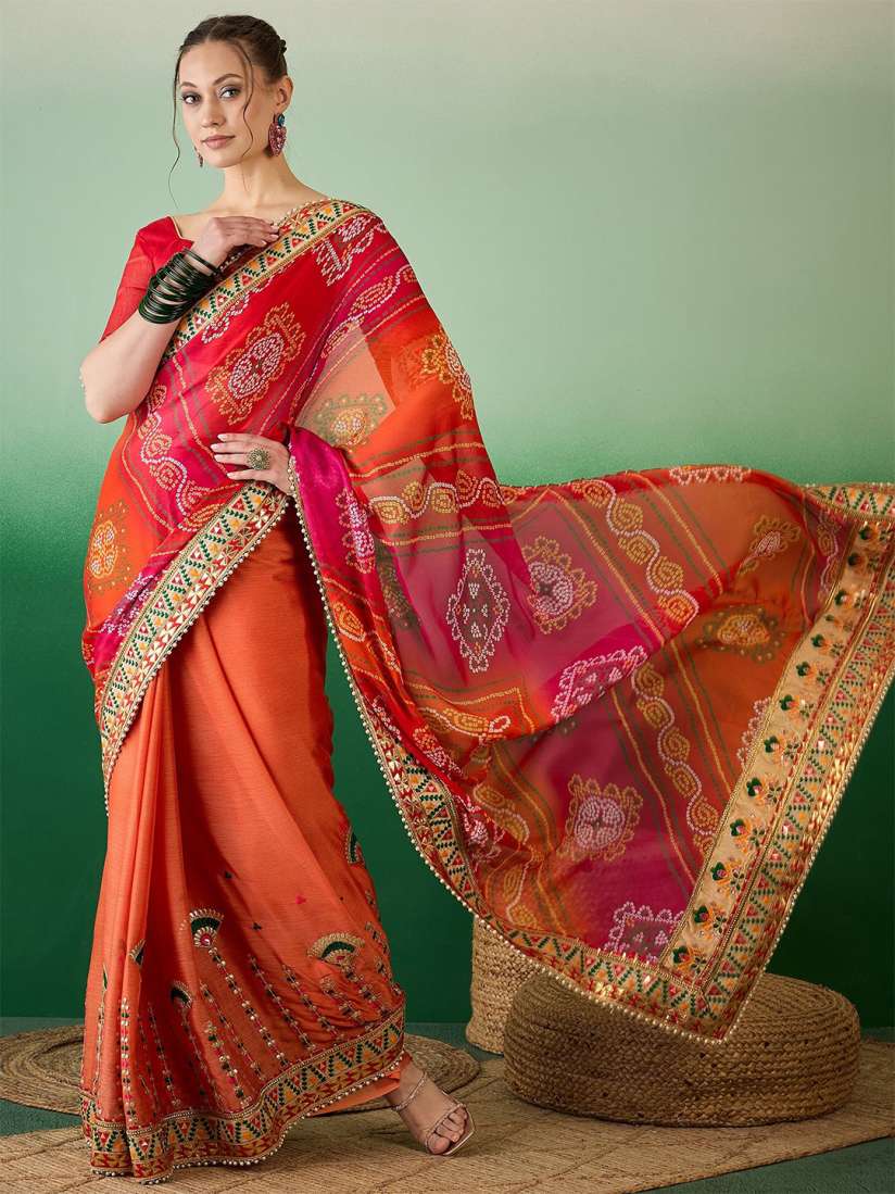 Pure chiffon bandhani saree discount