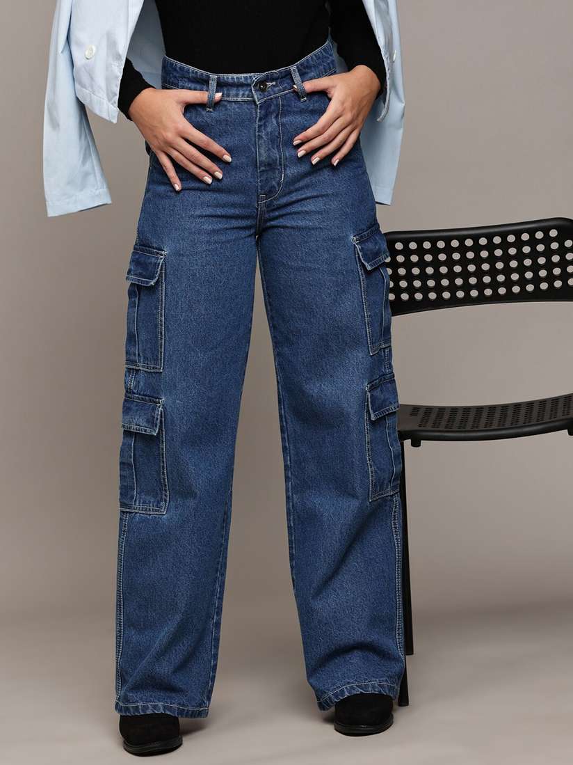 Buy The Roadster Lifestyle Co. Blue Women Original Wide-Leg Acid 