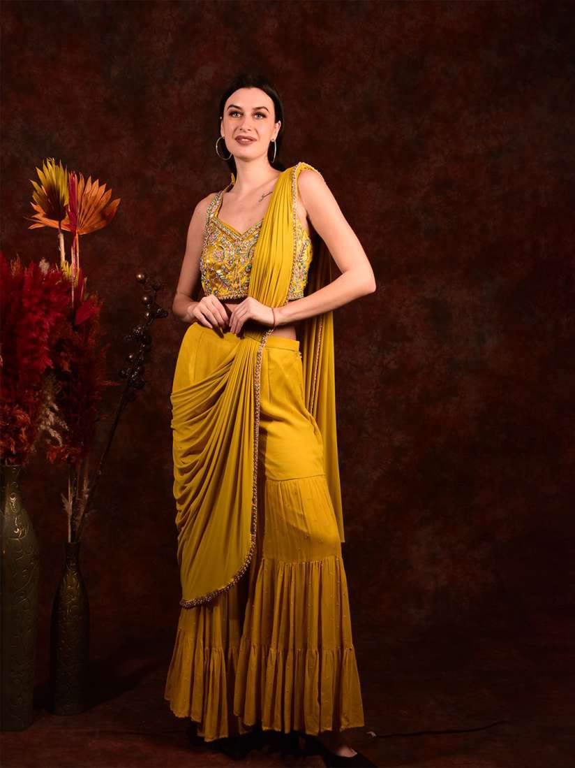 Buy Laalzari Embroidered Palazzo Saree Sarees for Women 29752628 Myntra