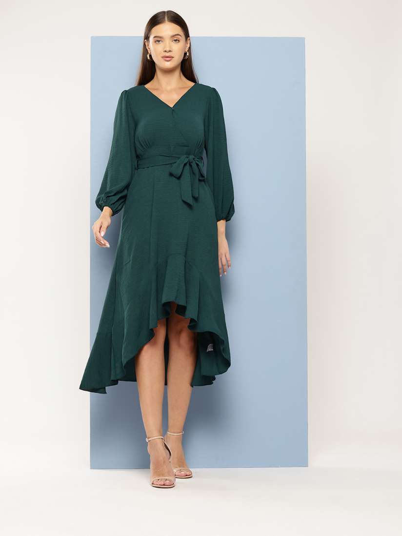 Buy Chemistry Puff Sleeve A Line Midi Dress Dresses for Women 29758632 Myntra