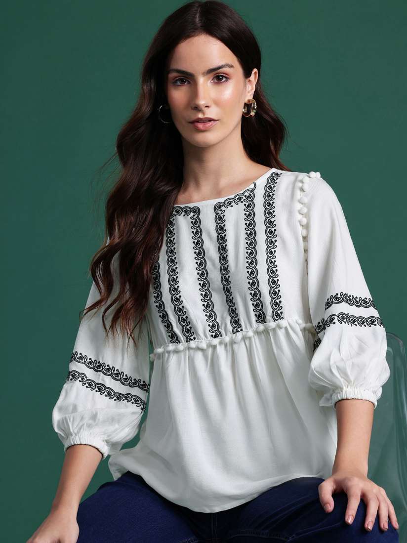 Buy DressBerry Floral Embroidered Empire Top Tops for Women 29760812 Myntra